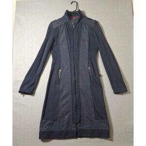 RUBA Sports Women’s Longline Zip Jacket Navy Blue Y2K Euro Athletic Coat